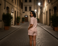 Striped Pink Nightwear With Shorts MX_SPS35