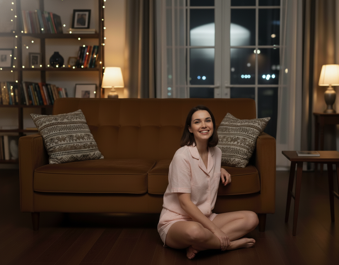 Striped Pink Nightwear With Shorts MX_SPS35