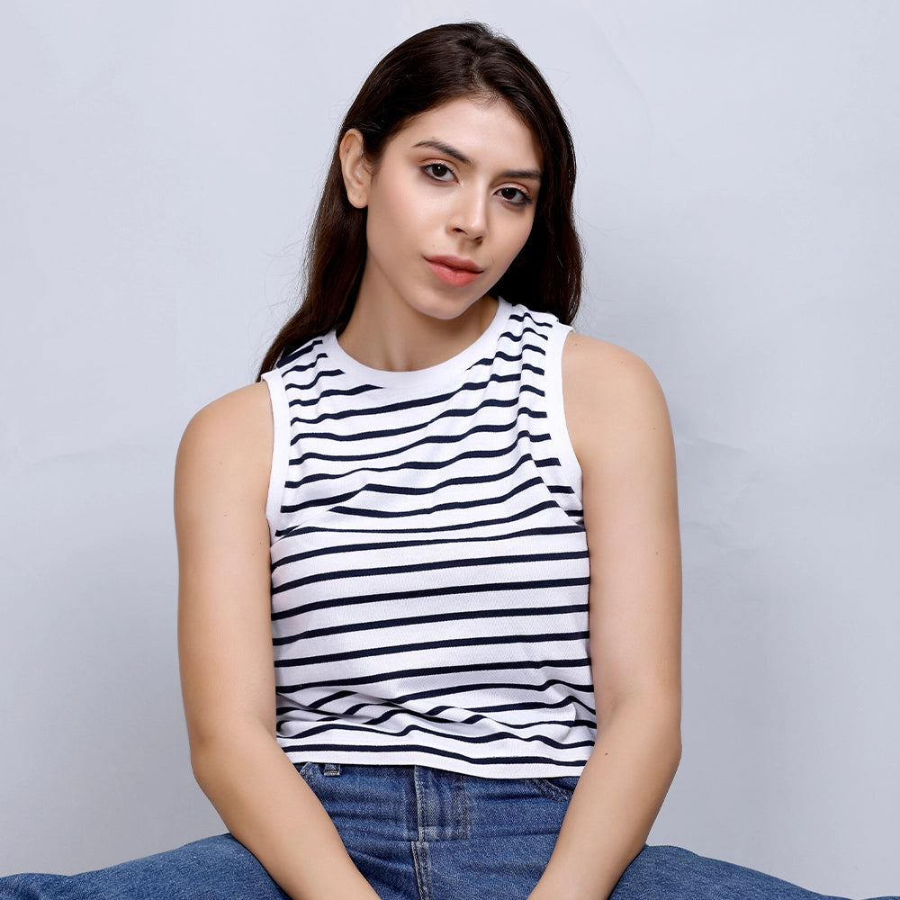 VEST TOP WHITE/BLUE STRIPES – Miazi1