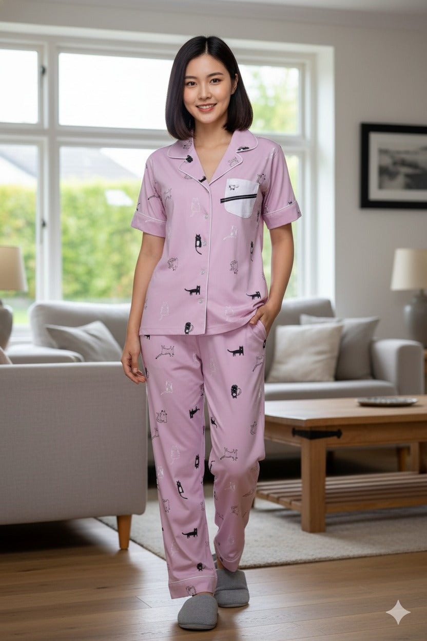 Kitty-Cat Lavender Nightwear