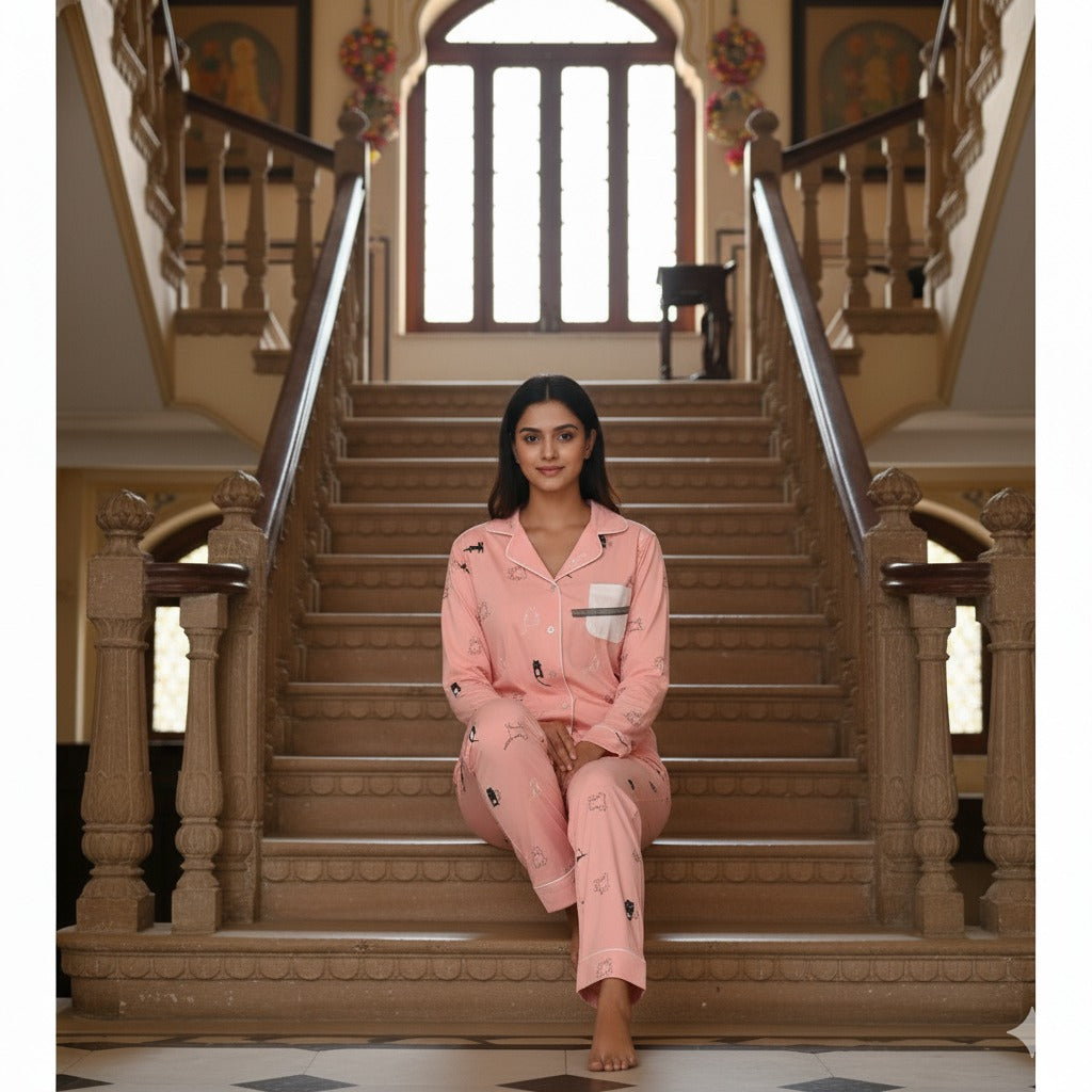 Kitty-Cat Peach Nightwear