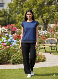 Navy Blue Side Slit Nightwear MX_CBS16