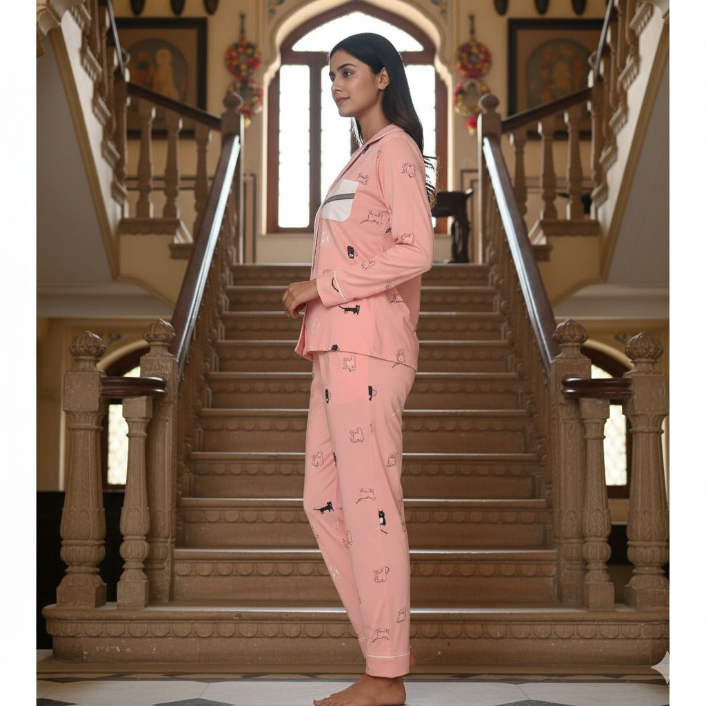 Kitty-Cat Peach Nightwear