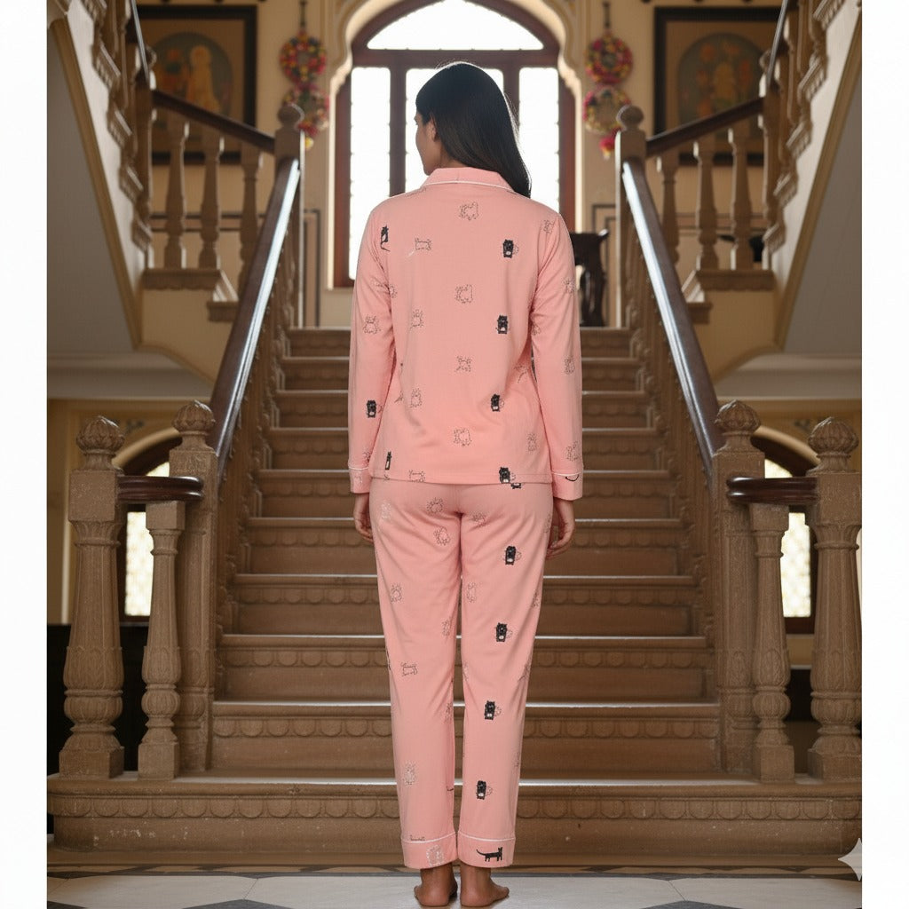 Kitty-Cat Peach Nightwear