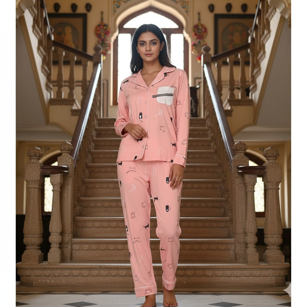 Kitty-Cat Peach Nightwear