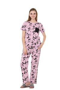 Lavender With Black Mickey printed Nightwear MX_CBS06